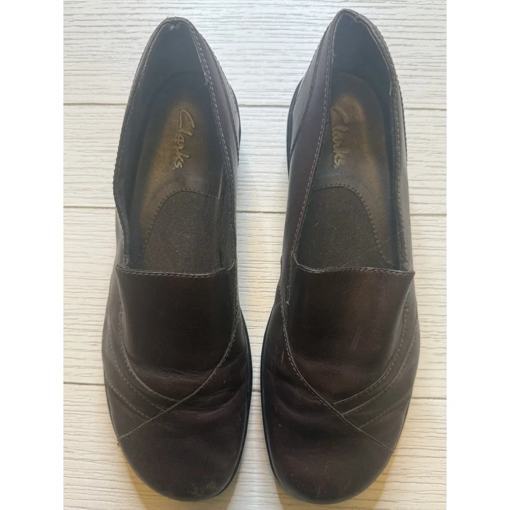 Clark's Women's Brown Leather Comfort Loafers W/1.5